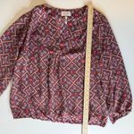 Laundry by Shelli Segal  Womens Geometric‎ Blouse Sz XL Long Sleeve V-Neck Office Photo 5