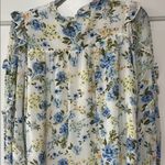 Sugar Lips  Blue and Green Puff Sleeve Long Sleeve Blouse Photo 8