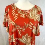 Liz Claiborne burnt orange and tan tropical leaf print blouse top size XXL Photo 4