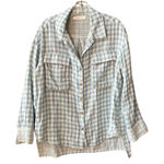 Mustard Seed Boutique Style Button Down Gingham Plaid Top Medium Blue White Photo 0