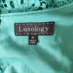 Luxology Womens 14 Blue Teal Crochet Lace Sleeveless Midi Dress Elastic Waist Photo 4