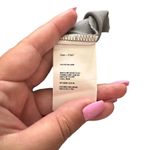 OAK + FORT Satin Drape Front Blouse Tie Neck NWT Sz L Silver Size L Photo 3