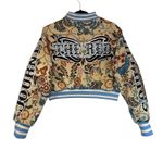 Smoke Rise Tapestry Cropped Botanic Jacket quilted Unique Statement Women Sz L Tan Size L Photo 8