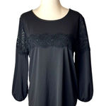 Karl Lagerfeld Shirt Women Small Black Lace Panel Blouse Whimsigoth Gothic NWT Photo 0