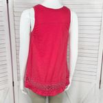 Loft  Crochet Lace Trim Tank Top Shirt Coral Red XS Photo 3