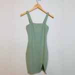 NEW Square Neck Ribbed Mini Dress Khaki Green size Small Photo 2
