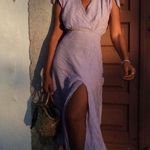 ZARA NWT Cap Sleeved Lightweight Flowy V-Neck Draped Purple Maxi Dress Size XS Photo 1