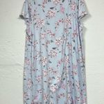 Laura Ashley  Blue Floral Sleep Shirt Dress Nightgown Womens L Pajamas Comfort Photo 10