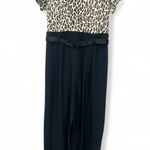 Vintage 90's Wide Leg One Piece Jumpsuit Outfit Animal Print Belted Womens M 30" Black Size M Photo 0