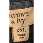 Crown & Ivy Women's Blue Denim Ruffle V-Neck Blouse Plus Size XXL Photo 4