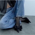 ZARA  Women's Black Heels with Bow Accent Slingback Sz 39 (8.5) Photo 1