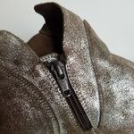 Seychelles  LEATHER SUEDE BROWN SILVER METALLIC DISTRESSED RELAXED ANKLE BOOTIES Photo 8