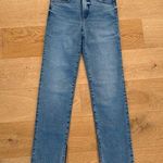 Good American  - God Boy Split Hem Straight Leg Denim Jeans in Blue Photo 0