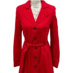 Anthropologie  Elevenses Red Corset Lace Up Trench Coat Photo 3