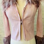Boutique NEW Pink/Purple Knit Fur Sweater Photo 1