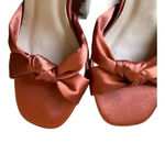 Lulus Lulu’s Lucianto Copper Satin Ankle Strap Wooden Platform Sandals SZ 6 Photo 12