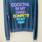 Wildfox ‘Cocktail In My Hand’ Pullover Sweatshirt Blue Sz Medium Photo 2