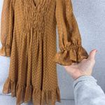 Taylor Women's Orange Polka Dot Ruffle Midi Dress Size 2 Party Cocktail Photo 2