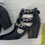 Rebecca Minkoff NWT  Black Leather Seavie Cutout Dog Clip Bootie Strappy Heel 9.5 Photo 3