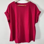 Hot Pink Eyelet Lace Roll Sleeve Blouse Size XL Photo 0