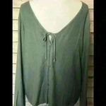 Cloth & Stone Anthropologie Green Blouse Tie-Back Top NWOT Photo 1