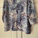 Chico's  Size 2 Blue Purple Knit 3/4 Sleeve Boxy Abstract Blouse Chico Size Large Photo 6