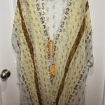 Steve Madden Women’s Sheer Kimono Steve Madden Boho Peasant Yellow Brown Tie One Size Floral Photo 0