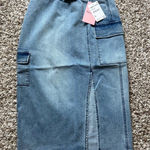 Juicy Couture Denim Cargo Midi Skirt w/ Slit Sz 28 NWT Photo 0