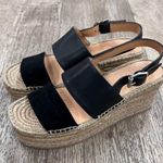 Rag and Bone NEW! Edie Size 6.5 Black Leather Tan Jute Platform Espadrille Sandals Photo 1