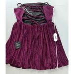 Lulus Party Era Magenta Sparkly Lace-up Pleated Skater Dress MEDIUM NWT Party Photo 8