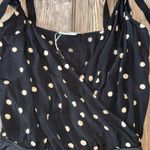 Lovers + Friends  bodysuit pleated v neck tie straps XS thong NEW polka dot Photo 3