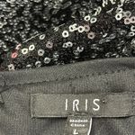 Iris Black Silver Sequin Spaghetti Strap Fully Lined Zip Back Mini Dress Large Photo 11