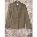 Talbots  army green button front pocket blazer size 12 academia career business # Photo 1