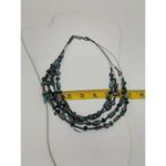 None Layered Beaded Gemstone Statement Necklace Turquoise Color Beads Blue Gunmetal Photo 4