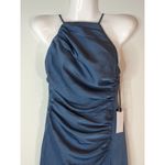 ASTR  the‎ LABEL Halter Neck Satin Ruched Waist Maxi Dress Steel Blue SMALL NWT Photo 3