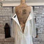 Lulus Affectionate Aura White Swiss Dot Tiered Bustier Midi Dress Medium Photo 8