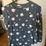 Apt. 9 FINAL MARKDOWN  Gray and Red Snowflake Long Sleeve Tee xs petite Photo 0