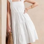 Banana Republic NWT Poplin Mini Tiered Dress V back in white size medium Photo 9