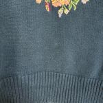 Liz Sport Vtg  Medium Sweater Navy Floral Embroidery, 100% Cotton‎ Pullover 80’s Photo 1