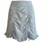 INDIKAH Women Cinched Mini Skirt Size Lg Eyelet Zip Peasant Sky Blue Trendy Y2K Photo 0