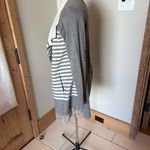 Etcetera  Gray and White Striped Cardigan Sweater Photo 1