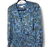 Veronica Beard NWOT Saera Blue Multi Floral Smocked Crepe Mini Dress Size 0 Photo 5