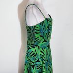 Donna Morgan Green and Black Tropical Print Fit and Flare Midi Dress Size 10 Photo 4