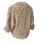 Talk Of The Walk Chunky Knit Crochet Inset Open Front Sweater Cardigan, Sz M Gold Size M Photo 5