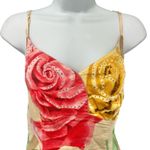 Y2K Pink Yellow Tan Floral Rhinestone Sleeveless Mini Dress 44 / M Angelo Marani Size M Photo 3