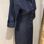 Demin dress with button up front and side slits Blue Photo 3