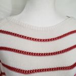 W By Worth Womens Sweater Sz S Breton Stripe Fringe Coastal Preppy Nautical Red Photo 3