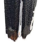 Hand Beaded Silk Sheath Dress with Iridescent Black Beads and White Seed Pearls Size L Photo 7