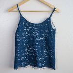 Babaton Aritzia Lace Overlay Camisole Top Teal Floral Scalloped Trim Women's XS Photo 7