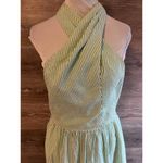 J.Crew  Sz 6 Seersucker Stripped Green Open Tie Back Tank Maxi Dress Preppy Photo 6